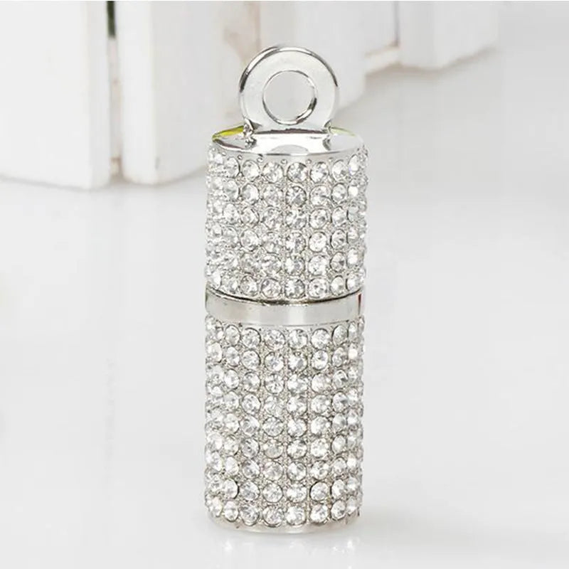 Crystal cylinder lipstick USB flash drive with metal shell, USB 2.0, 8GB, 5.8cm by 1.8cm, red blue pink silver options