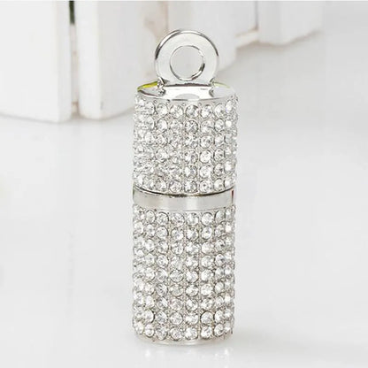 Crystal cylinder lipstick USB flash drive with metal shell, USB 2.0, 8GB, 5.8cm by 1.8cm, red blue pink silver options