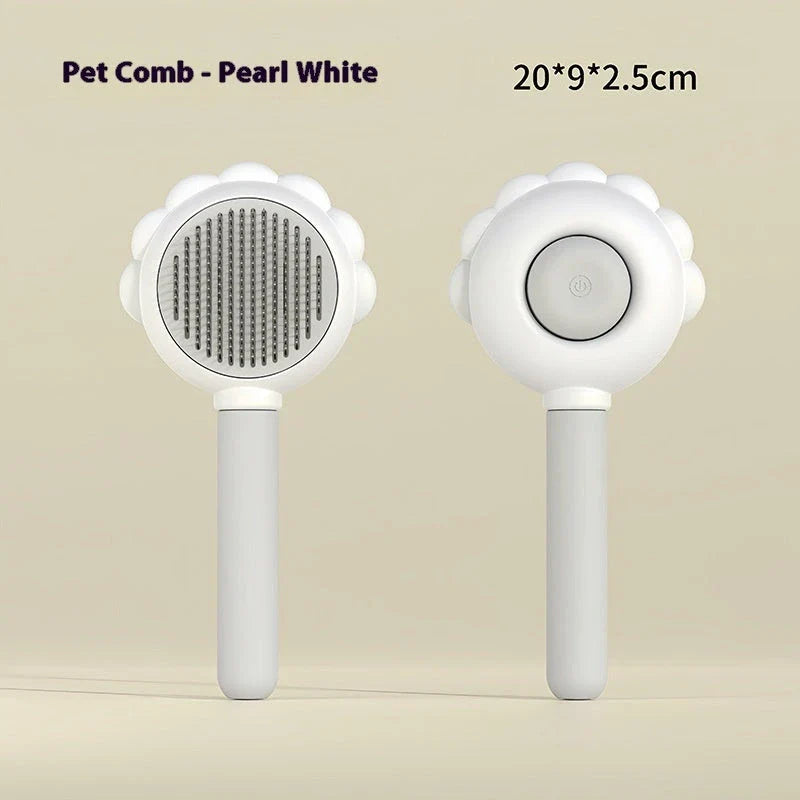 Self-Cleaning Pet Grooming Brush with Spray - Gentle Deshedding Tool for Cats and Dogs
