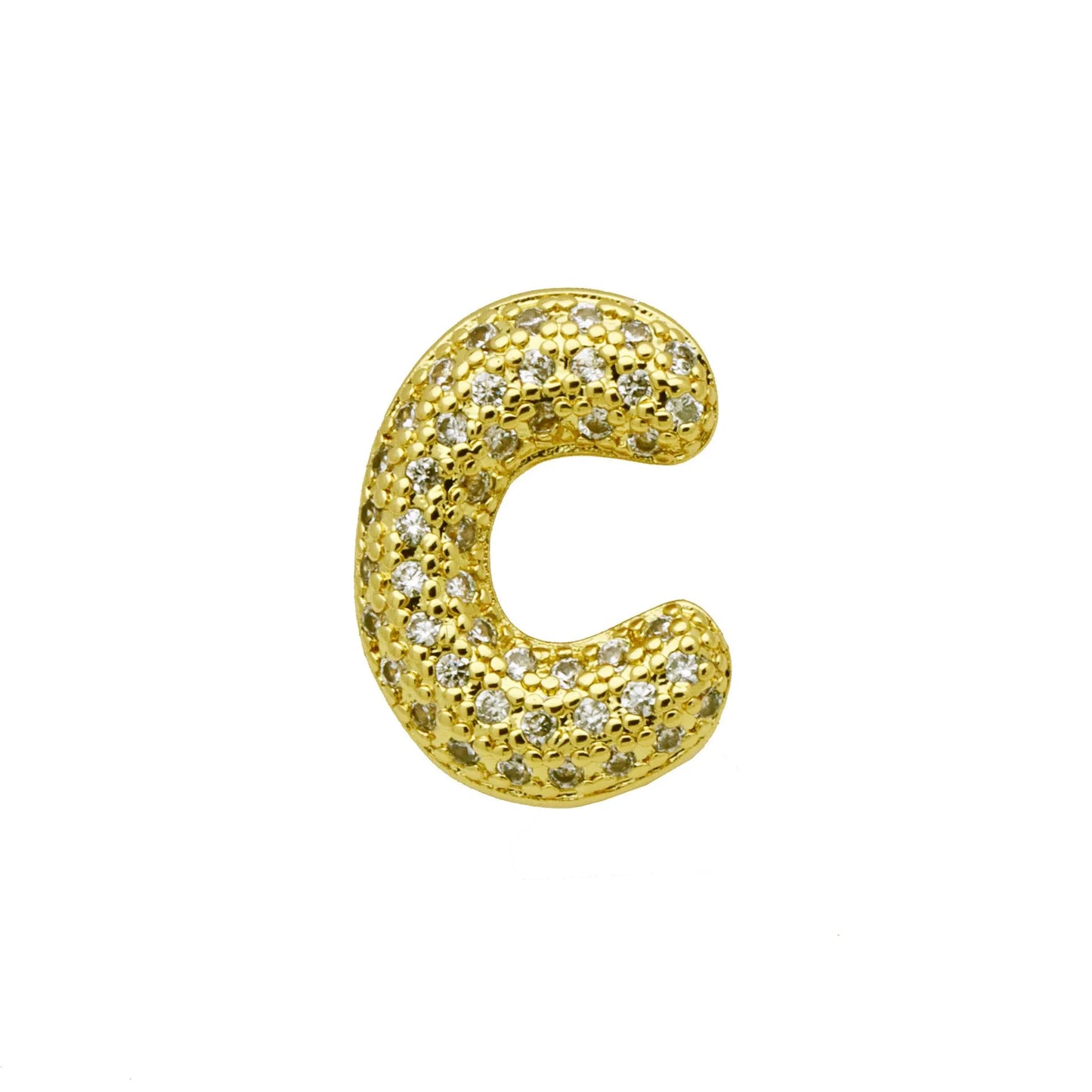 Retro copper bracelet with a letter 'A' charm featuring micro inlaid zircon, shown in a gold finish.