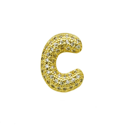 Retro copper bracelet with a letter 'A' charm featuring micro inlaid zircon, shown in a gold finish.