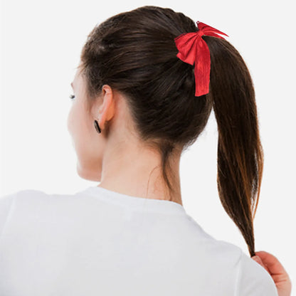 Velvet lace double layer ribbon bowknot hair ring in ivory white and red colours with high elasticity