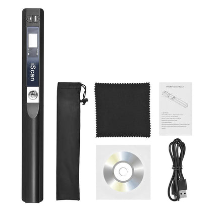 Handheld plastic scanner shown in one of five colour options: black, blue, green, red, or silver.
