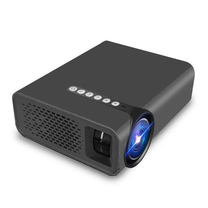 Black or white YG530 mini mobile phone projector on a table, projecting a wireless image.