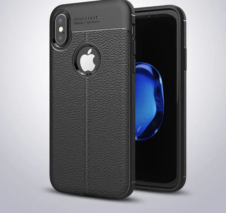 WeFor PU leather texture phone case for OnePlus 5, 5T, and 6 with soft silicone and free screen protector