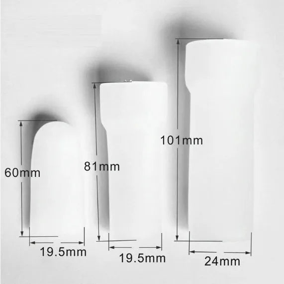 Blue silicone male physical stretch exerciser shown in three sizes: small, medium, and large.
