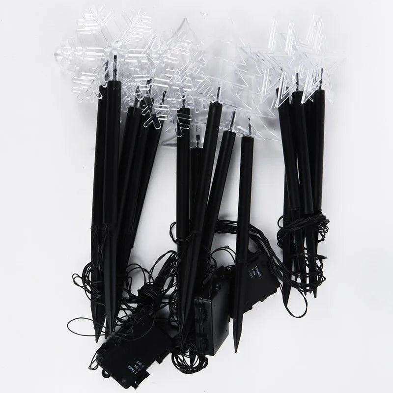 Outdoor solar snowflake garden lights with ground plug for lawn and Christmas decoration