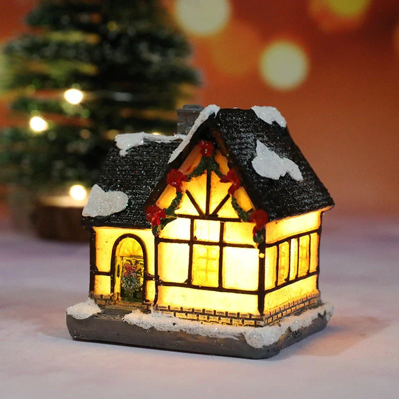 Christmas Decorations Micro Landscape Resin House with intricate design, 4cm * 6.5cm * 9cm