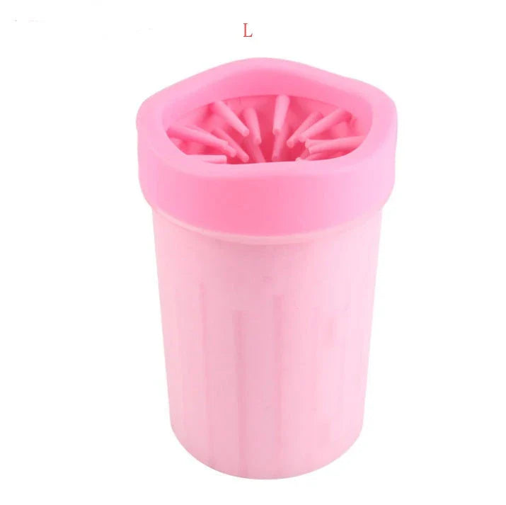 Silicone dog paw cleaning cup with soft bristles for easy and gentle paw washing