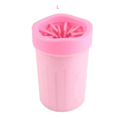 Silicone dog paw cleaning cup with soft bristles for easy and gentle paw washing