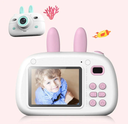 Cartoon rabbit video recorder with dual camera and zero focus lens