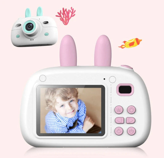 Cartoon rabbit video recorder with dual camera and zero focus lens