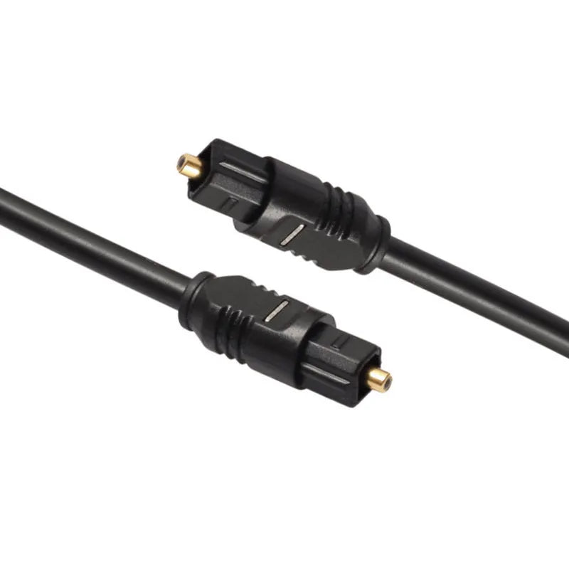Black 2 metre Toslink digital optical audio cable with square connectors