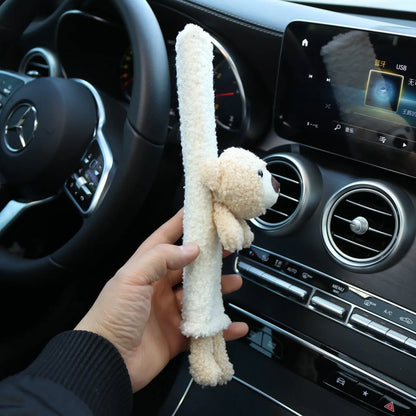Cartoon lamb wool shoulder protector for car seatbelts in rabbit, bear, and rabbit+bear designs