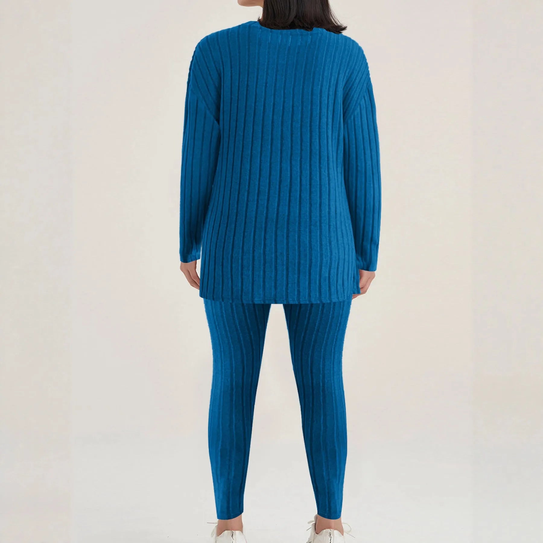 Black and blue polyester two-piece homewear set with regular sleeves in sizes 1XL to 5XL