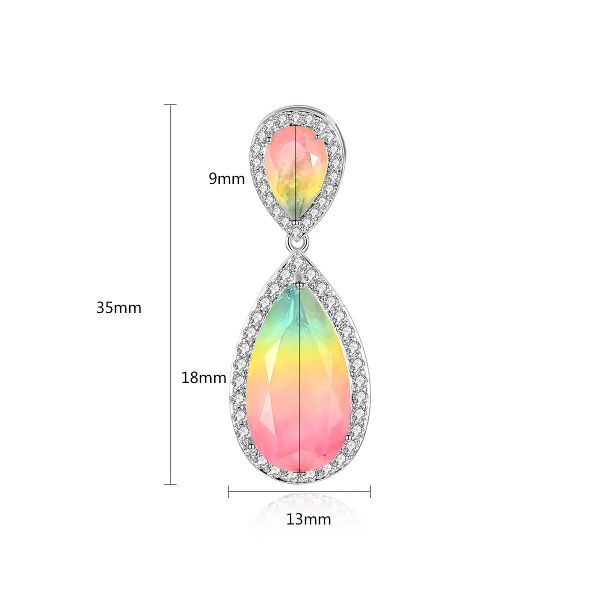 Copper inlaid synthetic gemstone drop earrings in blue, pink and yellow, fashion OL style