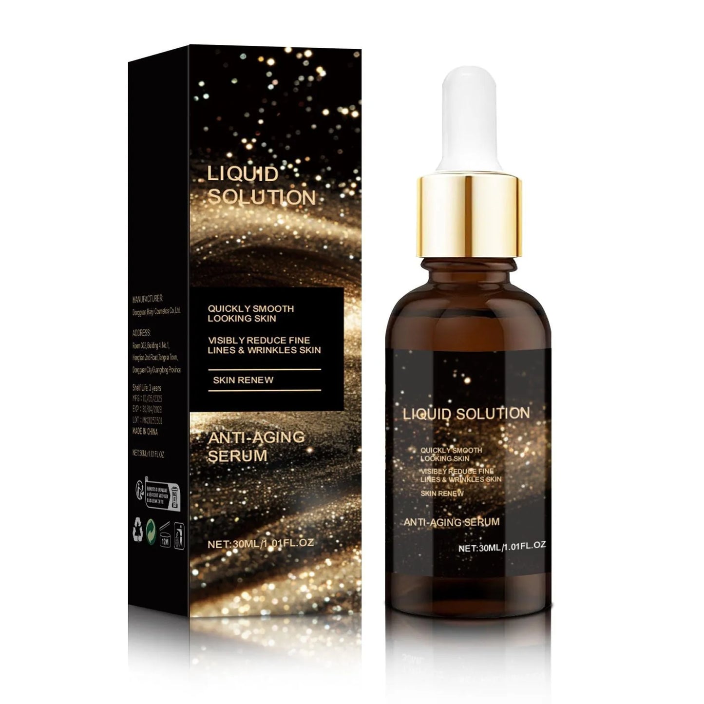 30ml facial moisturising solution bottle with hyaluronic acid formulation