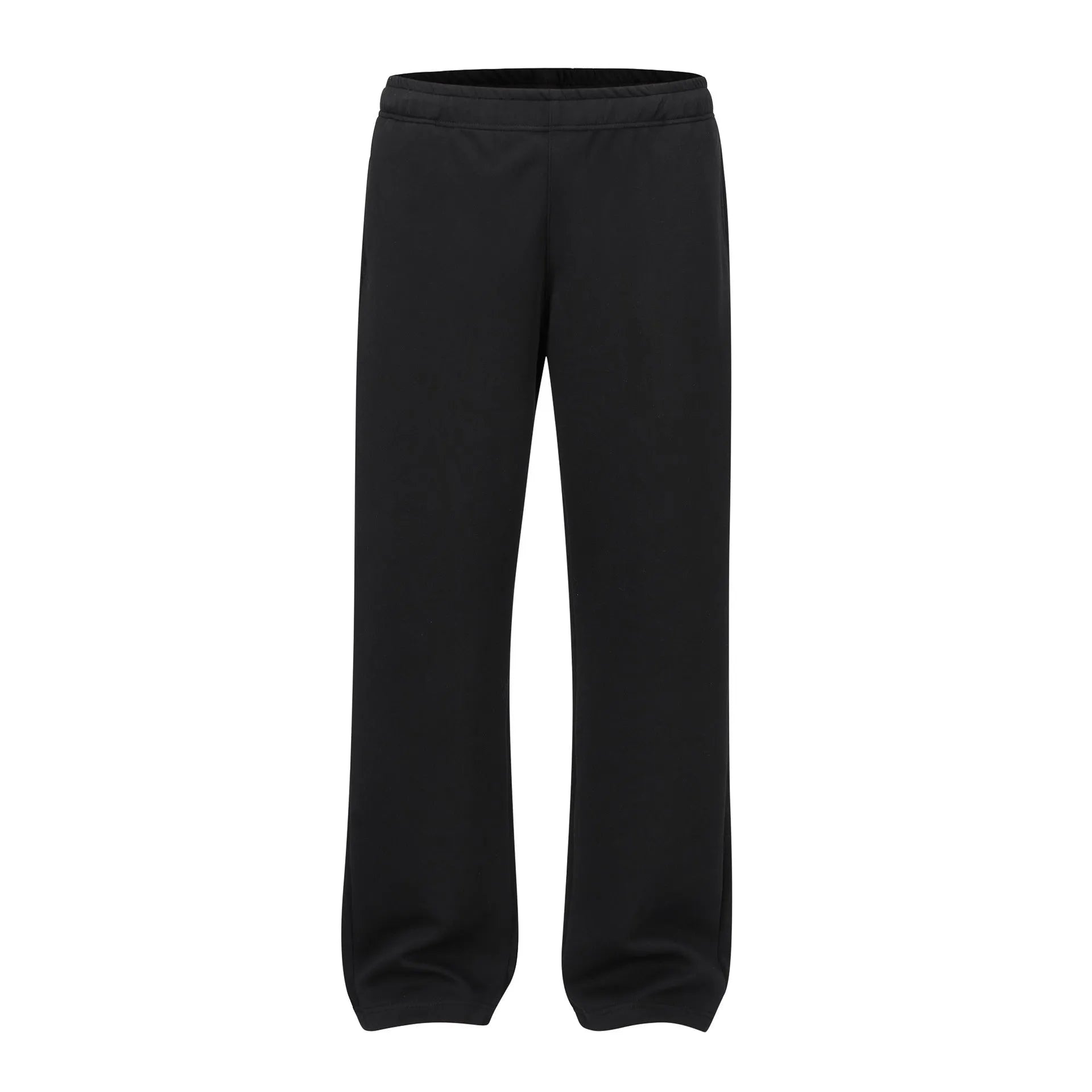 Men's solid colour cotton straight-leg loose casual trousers in grey and black.