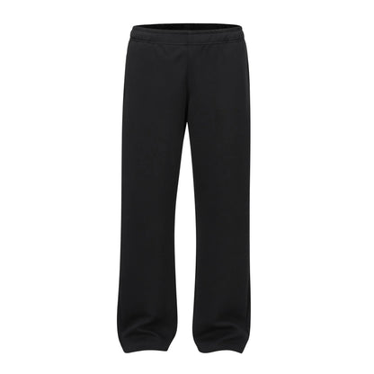Men's solid colour cotton straight-leg loose casual trousers in grey and black.