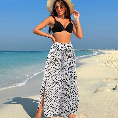 Women's three-piece polyester bikini set in quick-drying fabric with high elasticity
