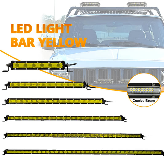 25-inch long aluminium single row LED light bar with mounting brackets and screws.