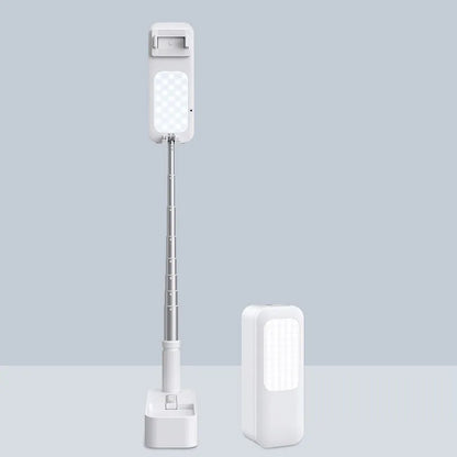 Pink floor-standing fill light with telescopic aluminium alloy stand and wireless remote for mobile phone live streaming.