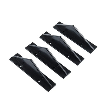 Black triangular car rear spoiler made of ABS plastic, 15cm wide, with mounting screws and adhesive.