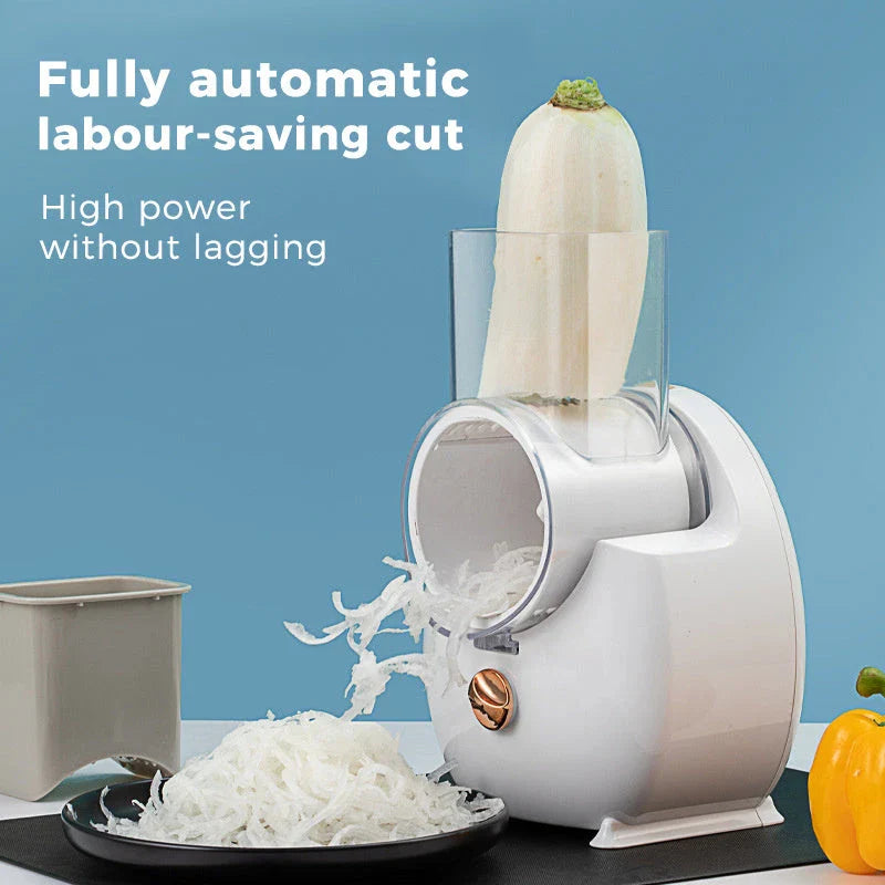 Electric Vegetable Slicer with Powerful Suction Base for Rapid Slicing, Chopping, and Shredding of Fresh Produce