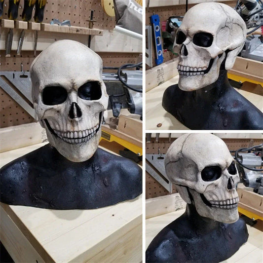 Lifelike 3D skull mask with movable jaw, perfect for Halloween costumes and cosplay events