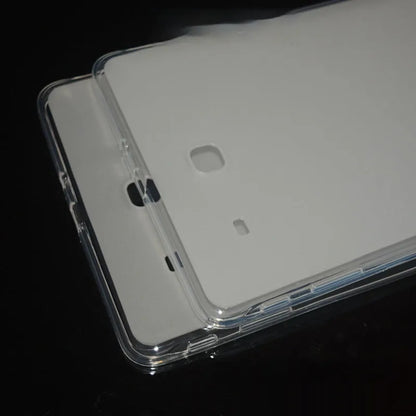 Clear transparent white ultra-thin silicone tablet protective case on a tablet
