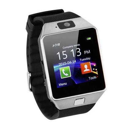 Bluetooth smart watch with touch screen and sporty silicone wrist strap in multiple colour options