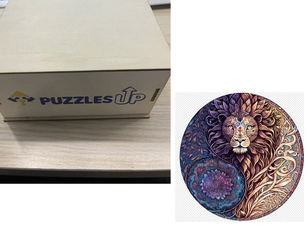 Animal Puzzle Set in A3 size with wooden storage box, vibrant animal designs for educational fun