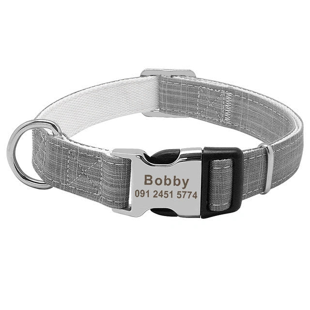 Custom dog collar with engraved tag in various colours and sizes