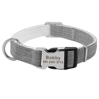 Custom dog collar with engraved tag in various colours and sizes