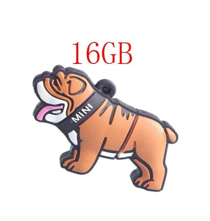 Silicone bulldog USB flash drive with custom logo printing, available in 2GB to 64GB capacities.