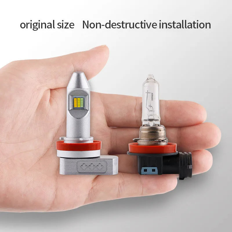 LED fog light retrofit bulb with aluminium housing for cars, motorcycles, and trucks