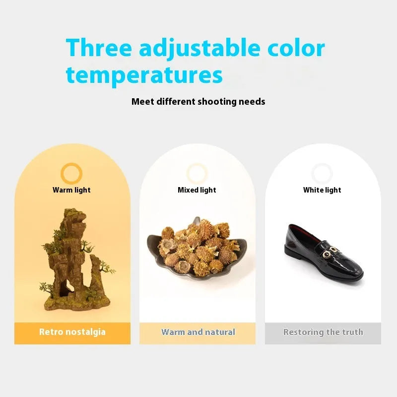 50cm studio light box with metal frame and folding three-colour temperature lighting for product photography