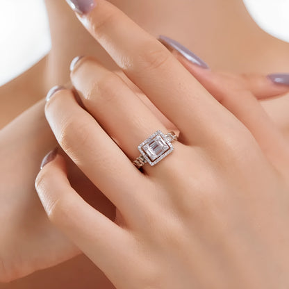 S925 sterling silver women's open ring with belt chain design, full diamond inlay, platinum white diamond colour, adjustable opening