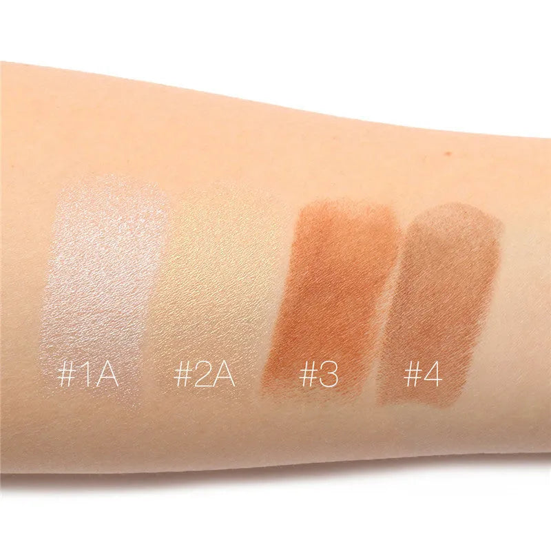 Face contour highlighter cosmetic product shown in one of four available shades A, B, C, or D.