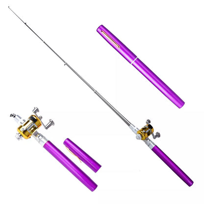 Telescopic drum pen rod fishing gear set for ice fishing in various colors