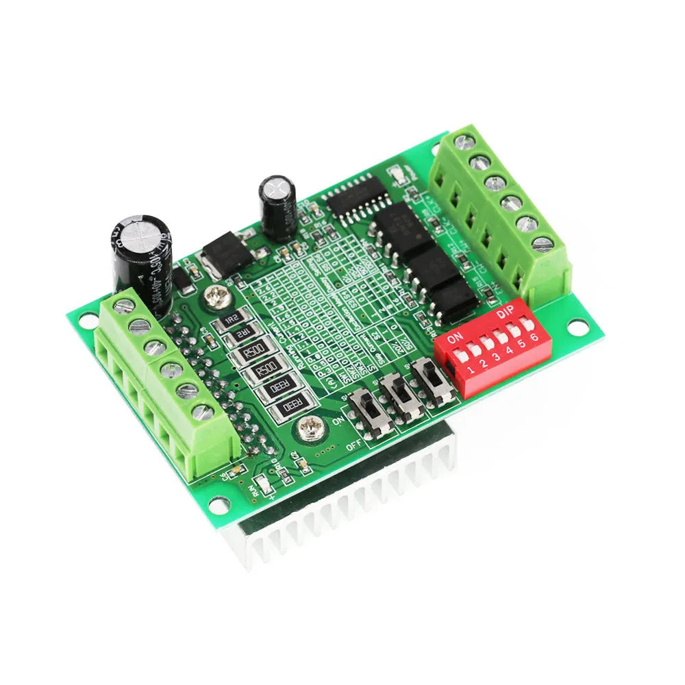 TB6560 3A stepper motor driver module on a green PCB with a large heatsink.