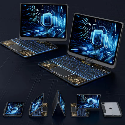 Versatile iPad keyboard case with 360-degree swivel rotation, scissor-style keys, and integrated pen slot for enhanced mobile productivity