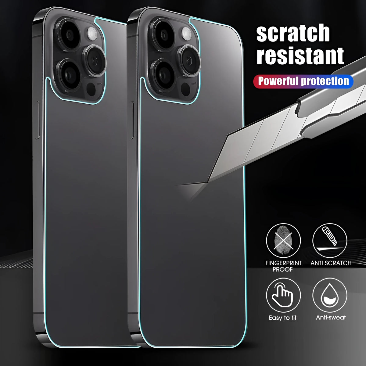 Tempered back glass for iPhone 12 to 15 Pro Max, ABS plastic rear camera lens protector, 1PC