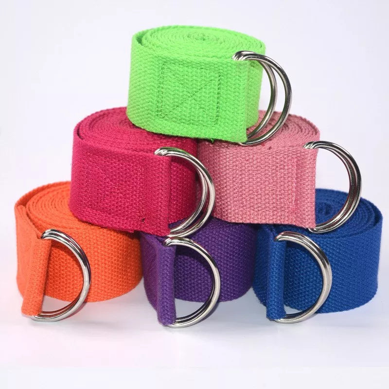Adjustable cotton yoga tension band in various colours for flexibility training