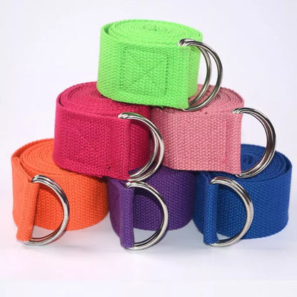 Adjustable cotton yoga tension band in various colours for flexibility training