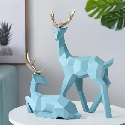 Resin deer statue in simple modern style for home decor table ornament