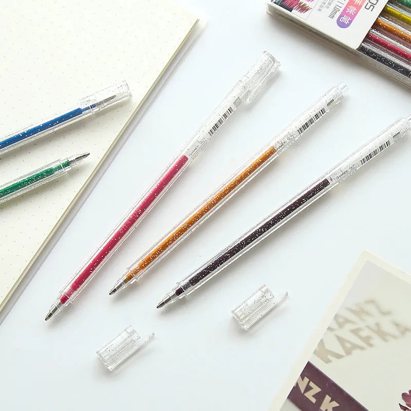 Box of eight Shanzhi 623 plastic flashing account pens with colour changing LED lights, 16 cm long.