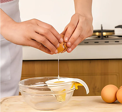 White ABS egg yolk white separator tool, 10cm handle, 7.3cm bowl mouth for kitchen use