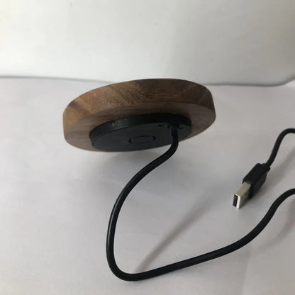 60mm round embedded wireless phone charger for furniture with USB port.