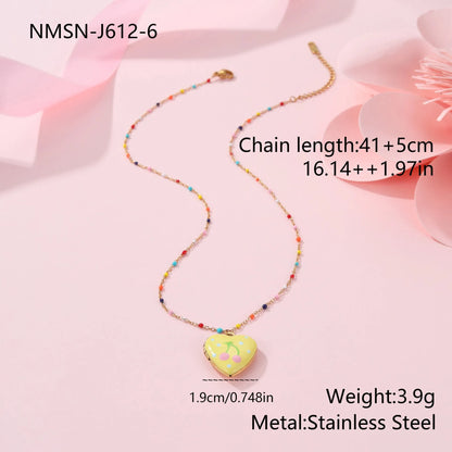 Stainless steel fruit pendant necklace with gold plating on adjustable 41-50cm chain